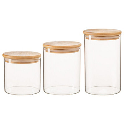 Glass Vanity Canisters with Gold Lids, Mason Jar Bathroom Set (3