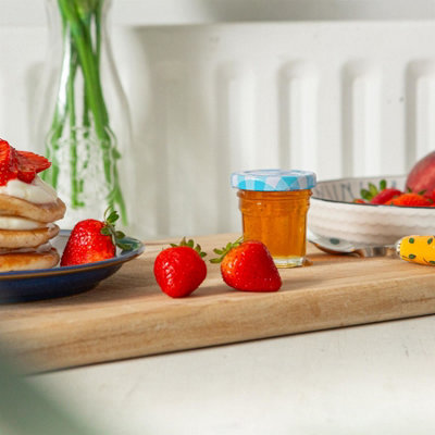 Argon Tableware 30ml Glass Jam Jars with Airtight Blue Gingham Lids ...