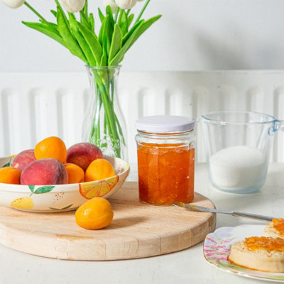 Argon Tableware 380ml Glass Jam Jars with Airtight White Lids - Set of ...