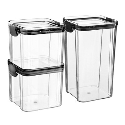 Argon Tableware 3pc Food Storage Containers Set - Black Reusable ...