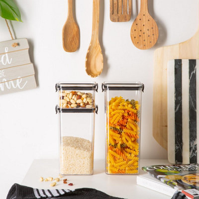 Argon Tableware 3pc Food Storage Containers Set - Black Reusable ...