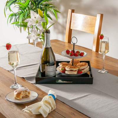 Argon Tableware 3x Serving Trays - 33cm - Black Square Tray Metallic ...