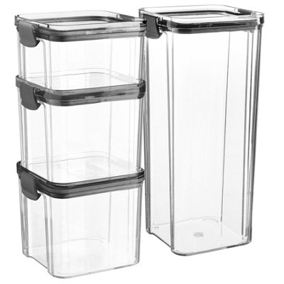 Argon Tableware 4pc Food Storage Containers Set - Black Reusable ...