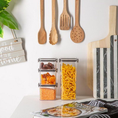 Argon Tableware 4pc Food Storage Containers Set - Black Reusable ...