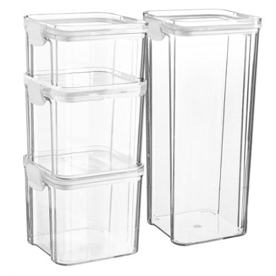 Argon Tableware 4pc Food Storage Containers Set - White Reusable ...