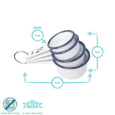 Argon Tableware 4pc White Enamel Measuring Cups Set - Blue