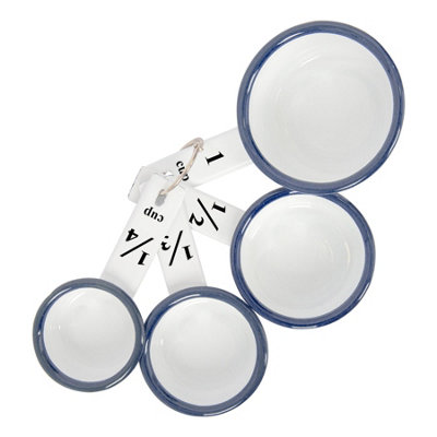 Argon Tableware 4pc White Enamel Measuring Cups Set - Blue