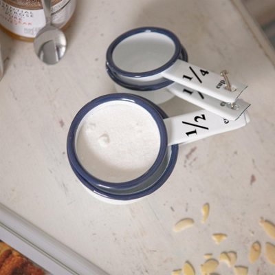 Argon Tableware 4pc White Enamel Measuring Cups Set - Blue