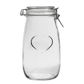 Argon Tableware - 6x 350ml (0.35 Litre) Clear Glass Storage Jars with Chalkboard Stickers Clear Silicone Seal and Metal Clip Lids