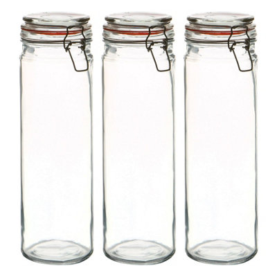 Argon Tableware 6x Glass Storage Jars & Labels Set - 2L/70.3oz - 4 ...