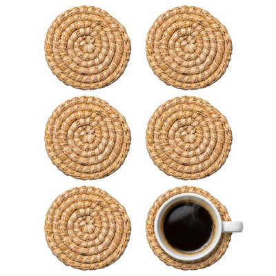 Argon Tableware 6x Water Hyacinth Wicker Weave Coasters - Palm Leaf ...