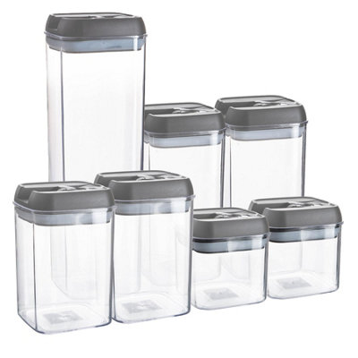 ARGON TABLEWARE 7PC FOOD STORAGE CONTAINERS SET - GREY AIRTIGHT PLASTIC ...