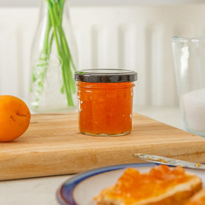 Argon Tableware 90ml Glass Jam Jars with Airtight Black Lids - Set of 6 ...
