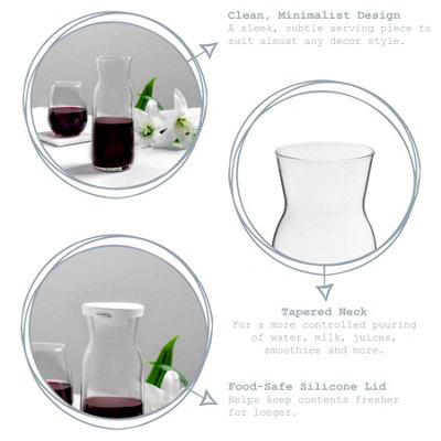Argon Tableware Brocca Glass Carafes with Silicone Lids - 1.2 Litre - Pack of 2