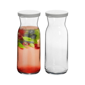 Argon Tableware Brocca Glass Carafes with Silicone Lids - 700ml - Pack of 2