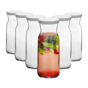 Argon Tableware Brocca Glass Carafes with Silicone Lids - 700ml - Pack of 6