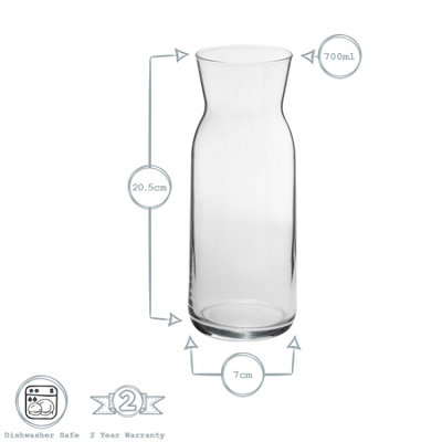 Argon Tableware Brocca Glass Carafes with Silicone Lids - 700ml - Pack of 6