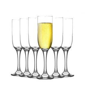 Argon Tableware - Campana Champagne Flutes - 210ml - Pack of 6 - Clear