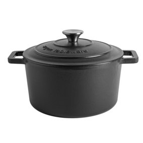 Argon Tableware - Cast Iron Casserole Enameled Oven Dish Set - 4.5 Litre - Matte Black