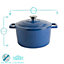 Argon Tableware - Cast Iron Casserole Enameled Oven Dish Set - 4.5 Litre - Midnight Blue