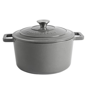 Argon Tableware - Cast Iron Casserole Enameled Oven Dish Set - 4.5 Litre - Slate Grey