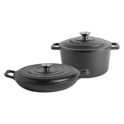 Argon Tableware Cast Iron Casserole Oven Dish Set 2 Sizes 2pc