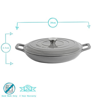 Argon Tableware - Cast Iron Casserole Oven Dish Set - 2 Sizes - 2pc - Slate Grey