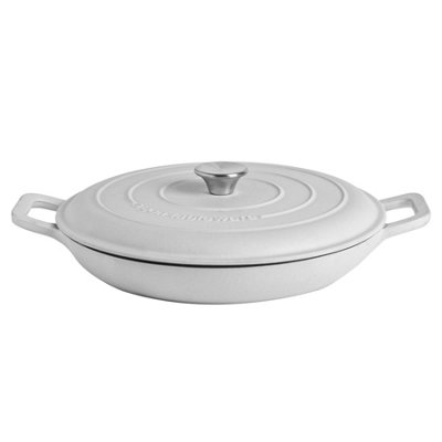 Argon Tableware - Cast Iron Shallow Casserole Dish - 2.3 Litre - Pebble