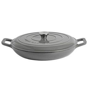 Argon Tableware - Cast Iron Shallow Casserole Dish - 2.3 Litre - Slate Grey