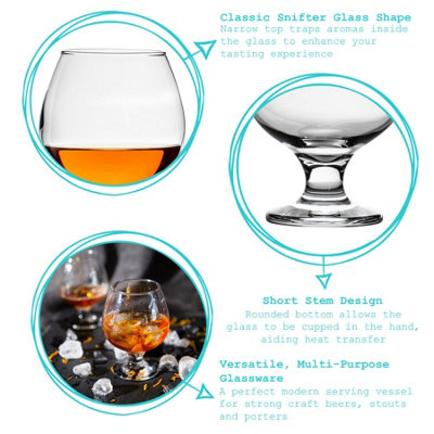Argon Tableware - Classic Brandy Glasses - 390ml - Pack of 6 - Clear