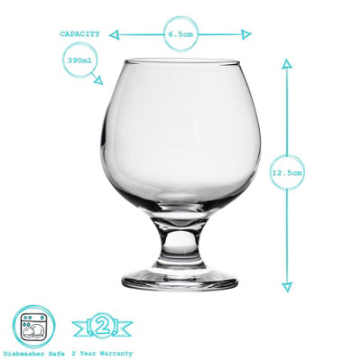 Argon Tableware - Classic Brandy Glasses - 390ml - Pack of 6 - Clear