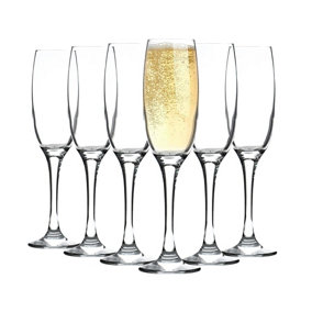 Argon Tableware - Classic Champagne Flutes - 220ml - Pack of 6 - Clear