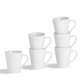 Argon Tableware - Classic Latte Mugs - 285ml - Pack of 6 - White
