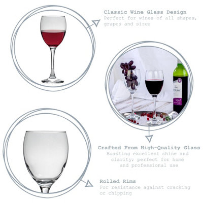 Argon Tableware - Classic Red Wine Glasses - 340ml - Pack of 24 - Clear