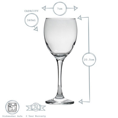 Argon Tableware - Classic Red Wine Glasses - 340ml - Pack of 24 - Clear