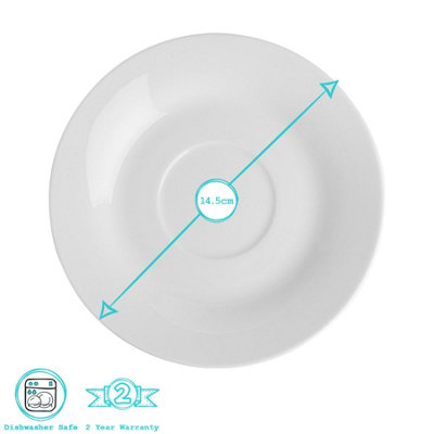 Argon Tableware - Classic White Cappuccino Cup & Saucer Set - 320ml - 12pc - White - 6