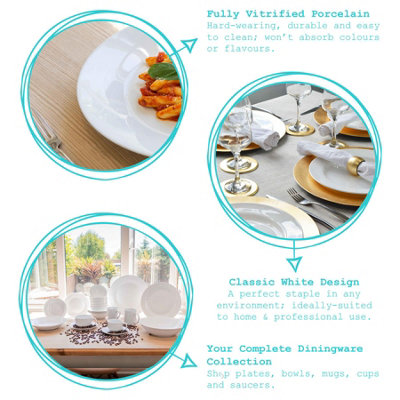 Argon Tableware - Classic White Teacup & Saucer Set - 200ml - 12pc - White