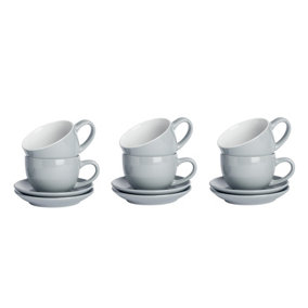 Argon Tableware - Coloured Cappuccino Cup & Saucer Set - 250ml - 12pc - Grey
