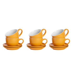 Argon Tableware - Coloured Cappuccino Cup & Saucer Set - 250ml - 12pc - Yellow