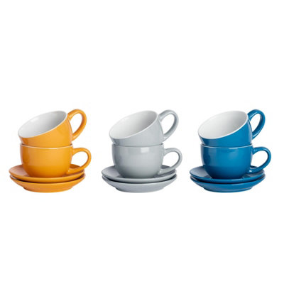 Argon Tableware Coloured Cappuccino Cup And Saucer Set 250ml 12pc Yorkshire Diy At Bandq 1677