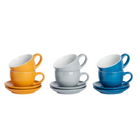 Argon Tableware - Coloured Cappuccino Cup & Saucer Set - 250ml - 12pc - Yorkshire