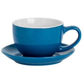 Argon Tableware - Coloured Cappuccino Cup & Saucer Set - 250ml - Blue