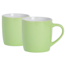 Argon Tableware - Coloured Coffee Mugs - 350ml - Pack of 2 - Green