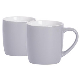 Argon Tableware - Coloured Coffee Mugs - 350ml - Pack of 2 - Grey