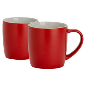 Argon Tableware - Coloured Coffee Mugs - 350ml - Pack of 2 - Matte Red