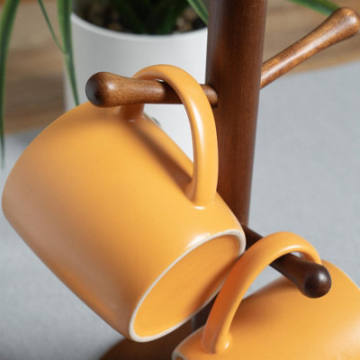Argon Tableware - Coloured Coffee Mugs - 350ml - Pack of 2 - Matte Yellow
