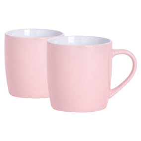 Argon Tableware - Coloured Coffee Mugs - 350ml - Pack of 2 - Pink