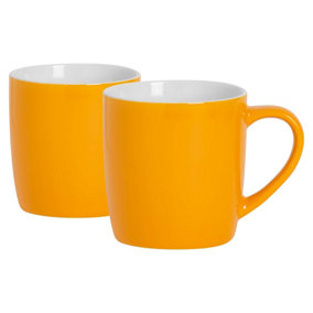 Argon Tableware - Coloured Coffee Mugs - 350ml - Pack of 2 - Yellow