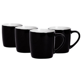 Argon Tableware - Coloured Coffee Mugs - 350ml - Pack of 4 - Black