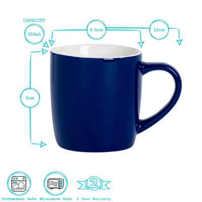 Argon Tableware - Coloured Coffee Mugs - 350ml - Pack of 4 - Blue